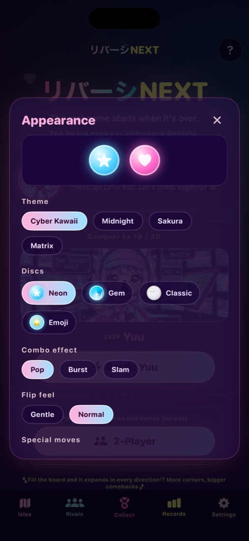 Appearance settings